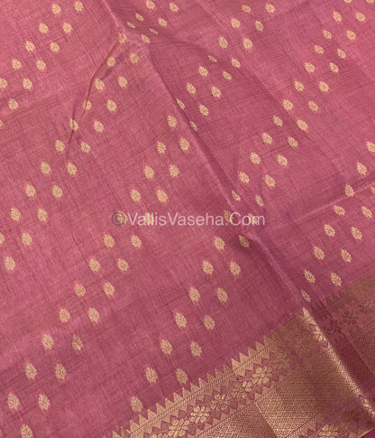 Semi Tussar Silk - Grand Pallu Onion, Pink Shade - VVSTS017