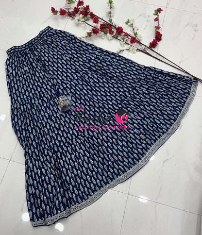 Skirts - Indigo Blue shade - Free Size ( Fit Upto XL Size) - VVPS001