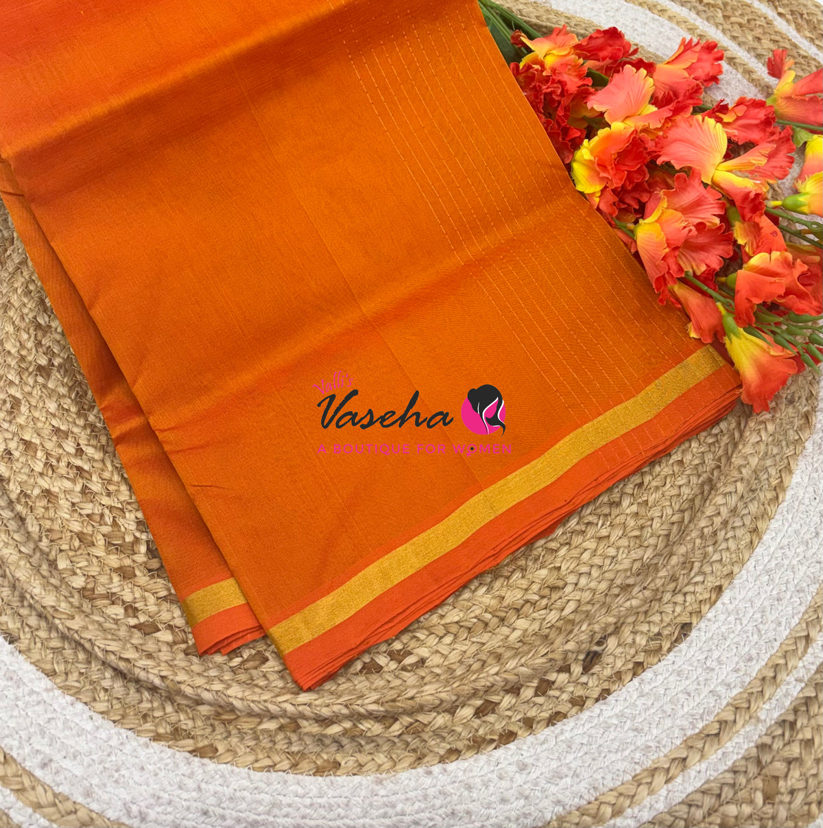 Pure Silk Cotton Sarees - Orange Shade - VVPSC015