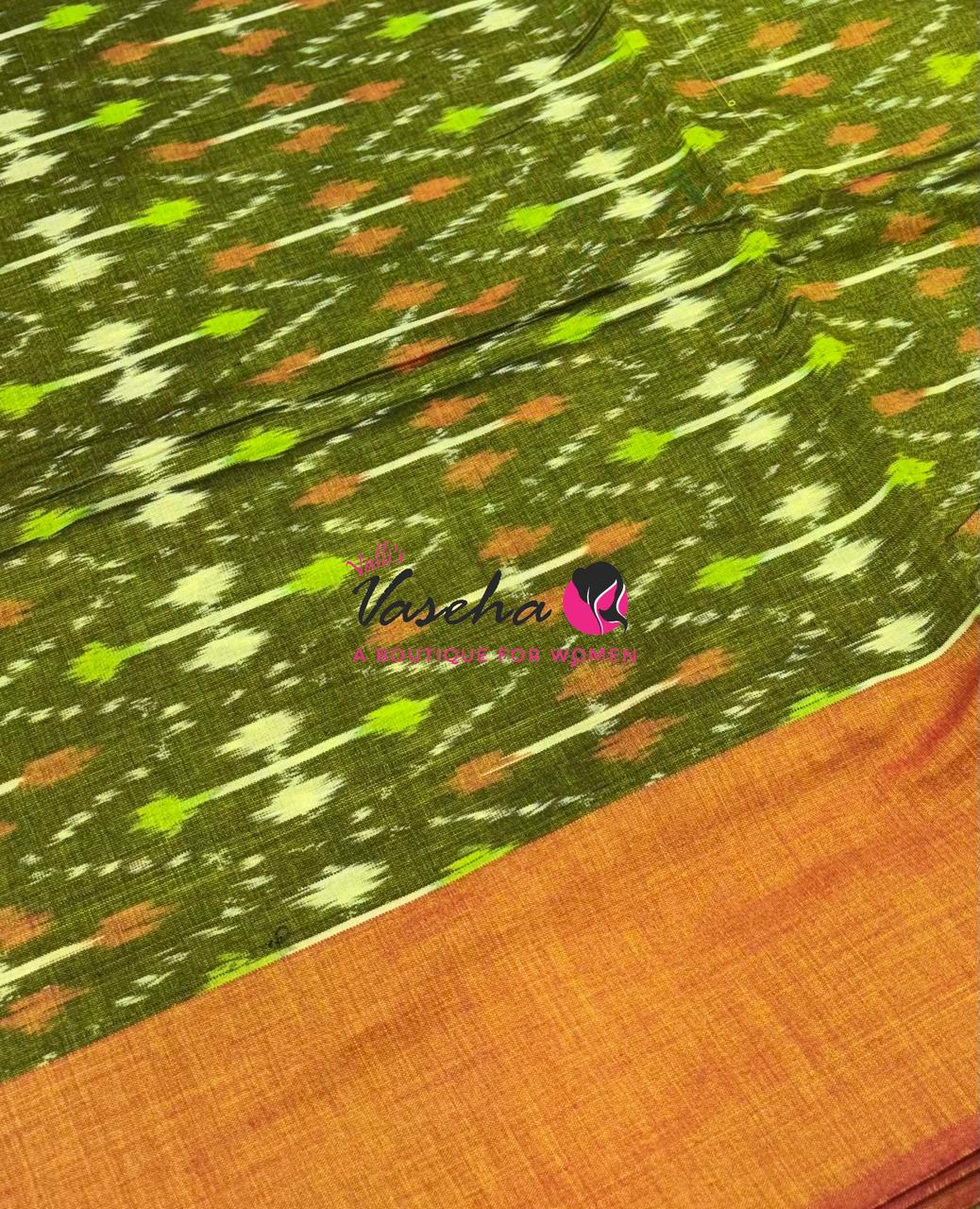 Ikkat Mercerised Cotton Saree - Single Ikkat - VVIKS001