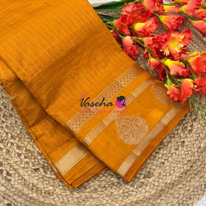 Semi Tussar Silk Saree | Orange Shade |VVSTS061