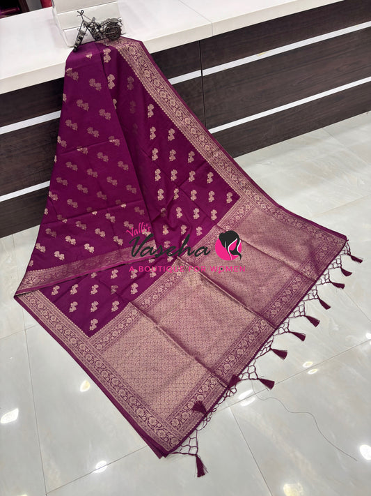 Banarasi - Heritage Silk - Semi Kathan Silk - Wine Shade - VVBHS011