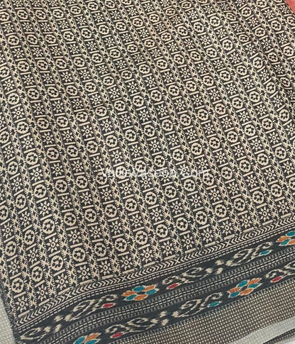 Semi Tussar - Kantha Work Embroidery - Orangish Peach Shade - VVSTK001