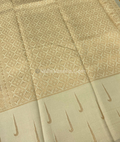 Kanchi Semi Silk - Yellow with Cream Blue VVKSS001