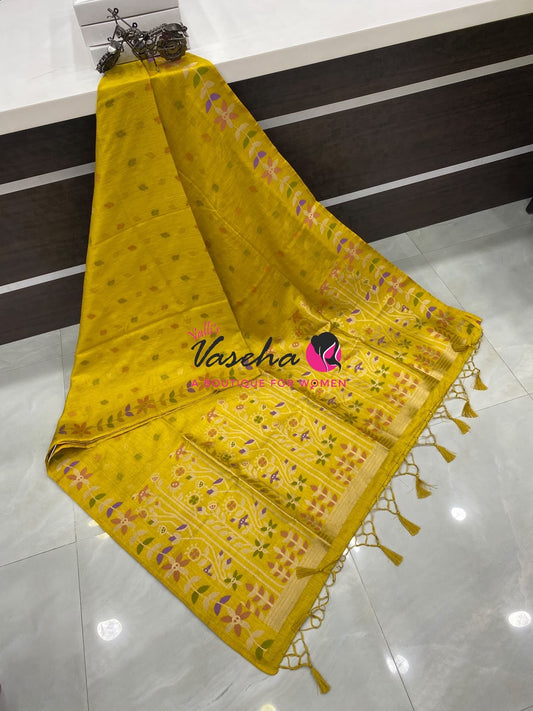 Banarasi - Heritage Meenakari Silk -   Yellow Shade - VVBHS016