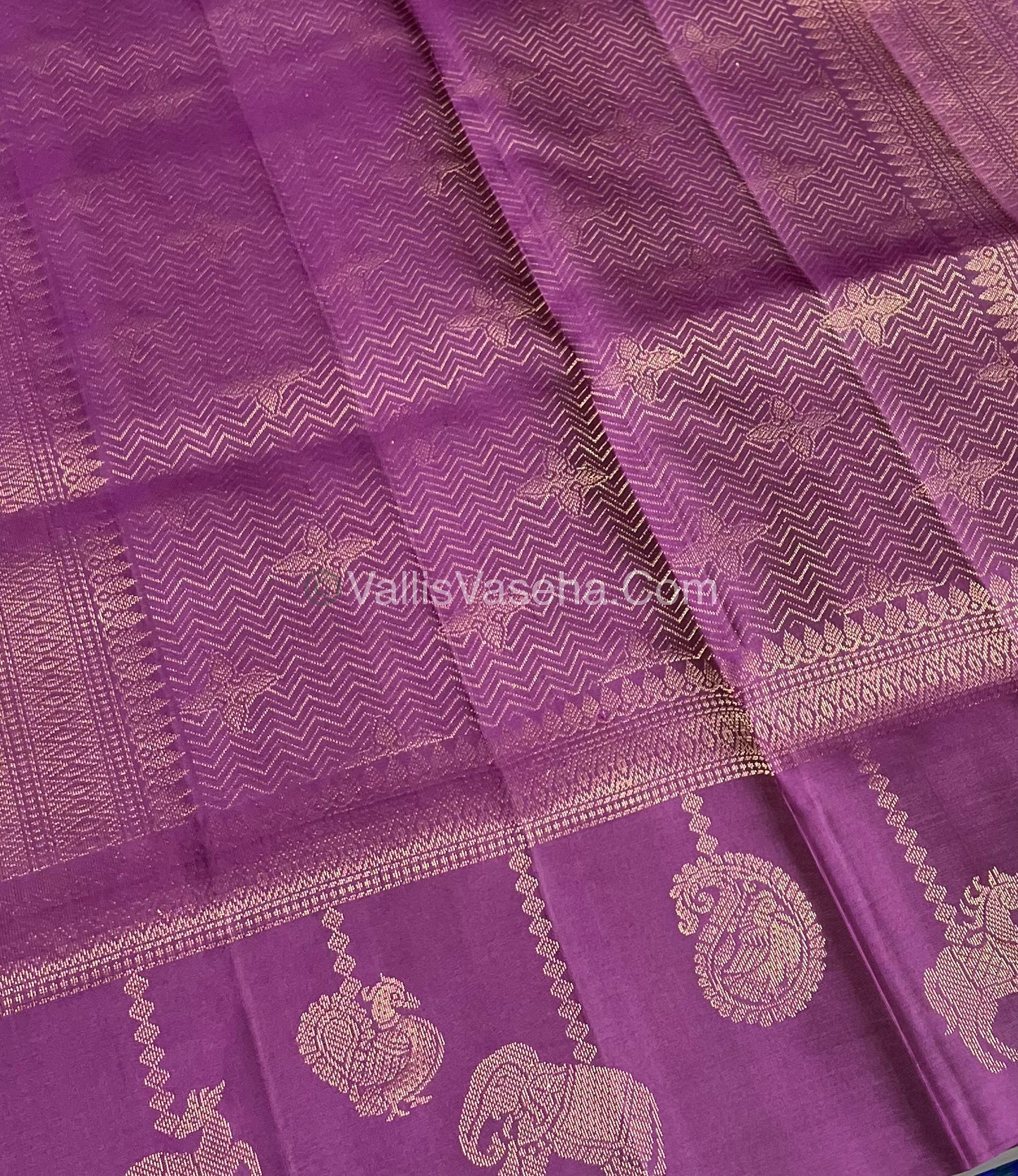 Pure Soft Silk Saree - (Merry-Go-Round Design ) - Yellow with Purple Shade - VVPSS059