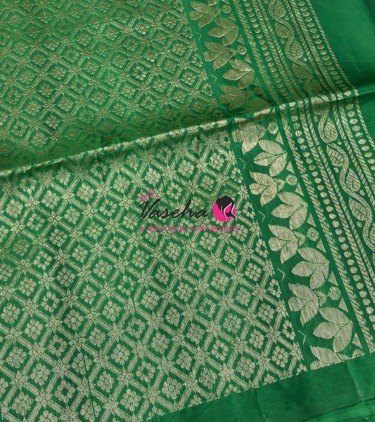 Half Mix - Pure Soft Silk Saree - Meenakari Style Butta - Green With Green - VVPSS148