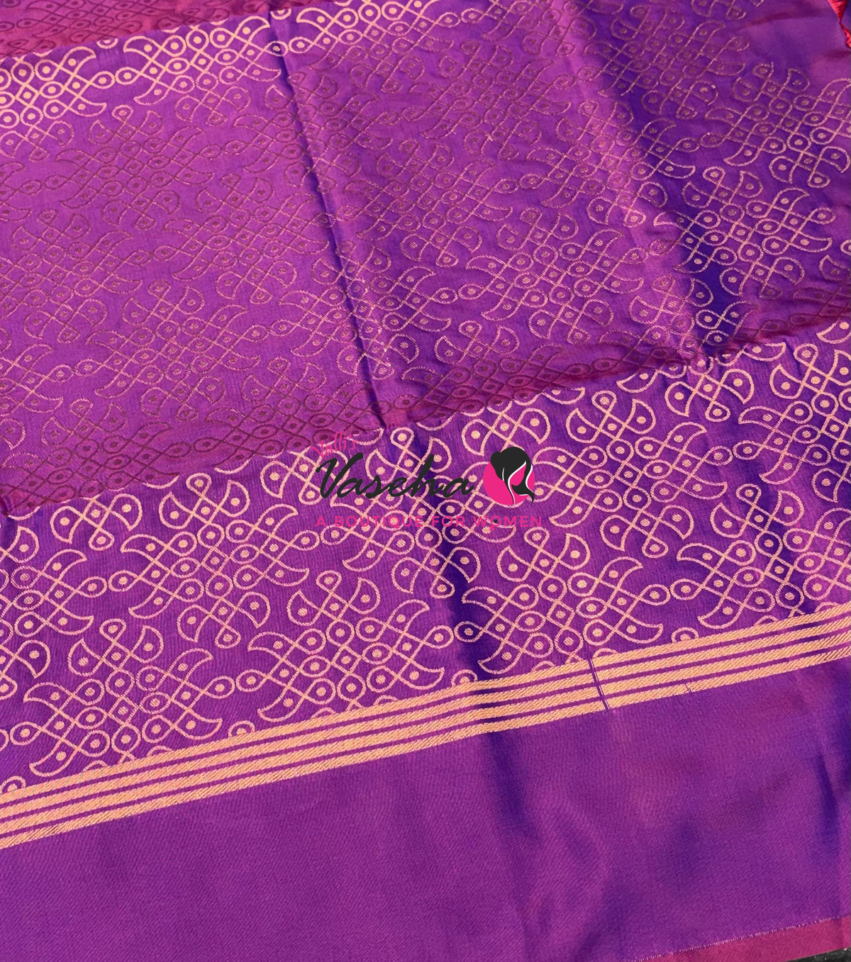 Semi Soft Silk - Kolam Design - Purplish Pink Shade - 2 - VVSSS029