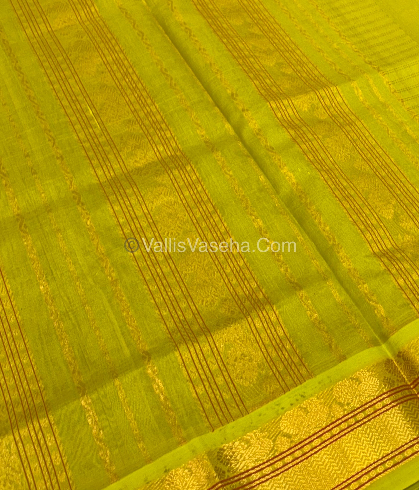 Pure Korvai Silk Cotton - Blue & Lemon Yellow Combo - VVKSC010