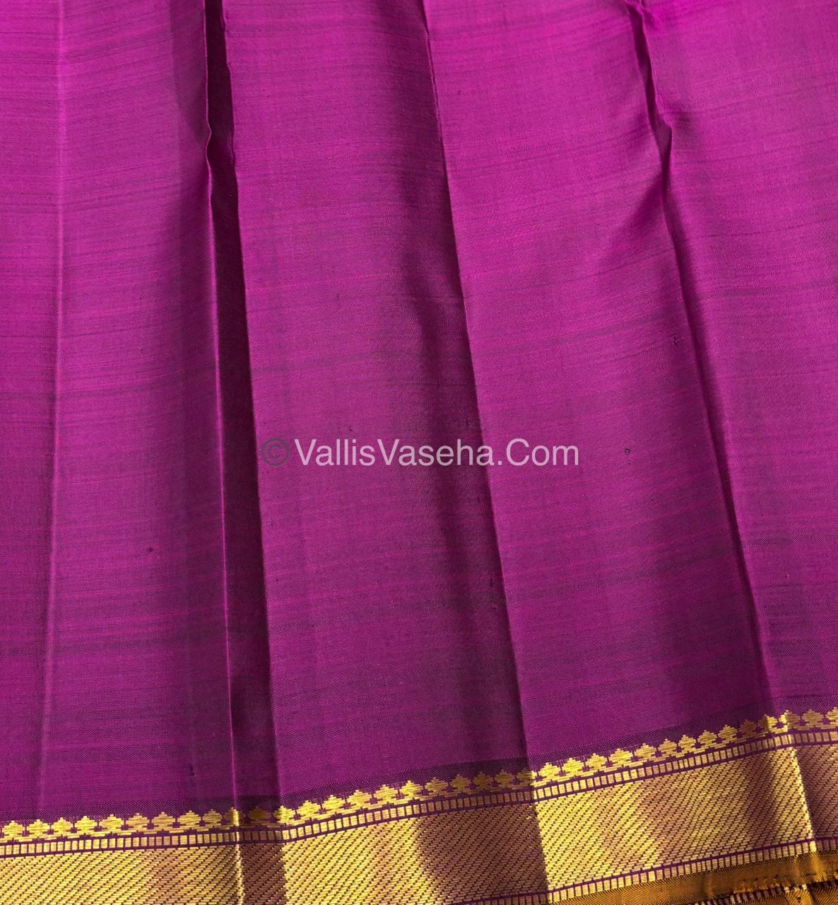 Pure Kanchipuram Silk Saree - Grey with Purple - VVPS031