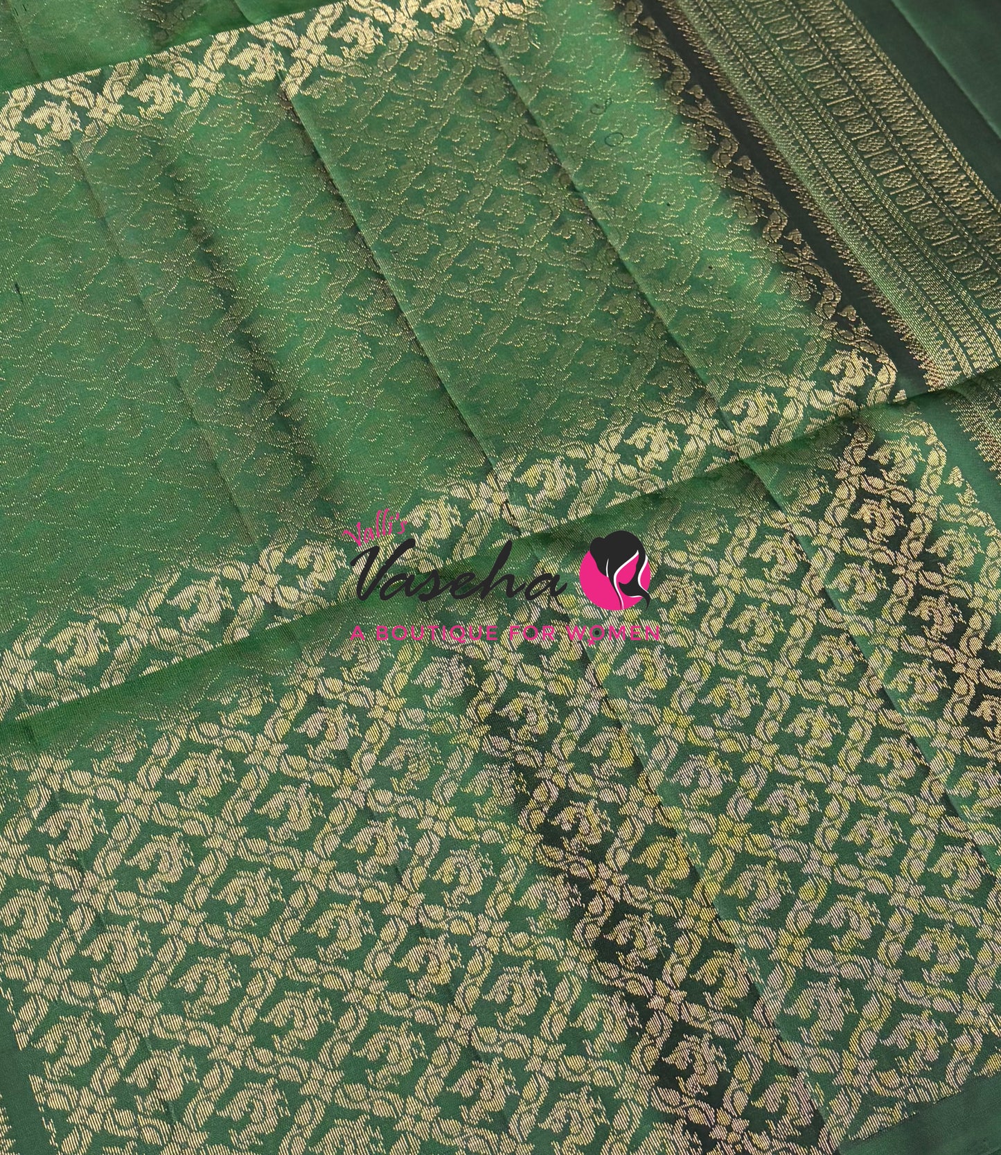 Pure Soft Silk Saree  - Border Less  - Dark Green Shade - VVPSS100