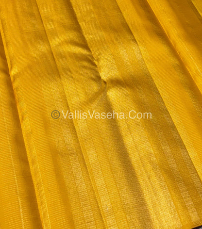 Pure Kanchipuram Silk Saree - Maroon & Yellow Combo - VVPS036