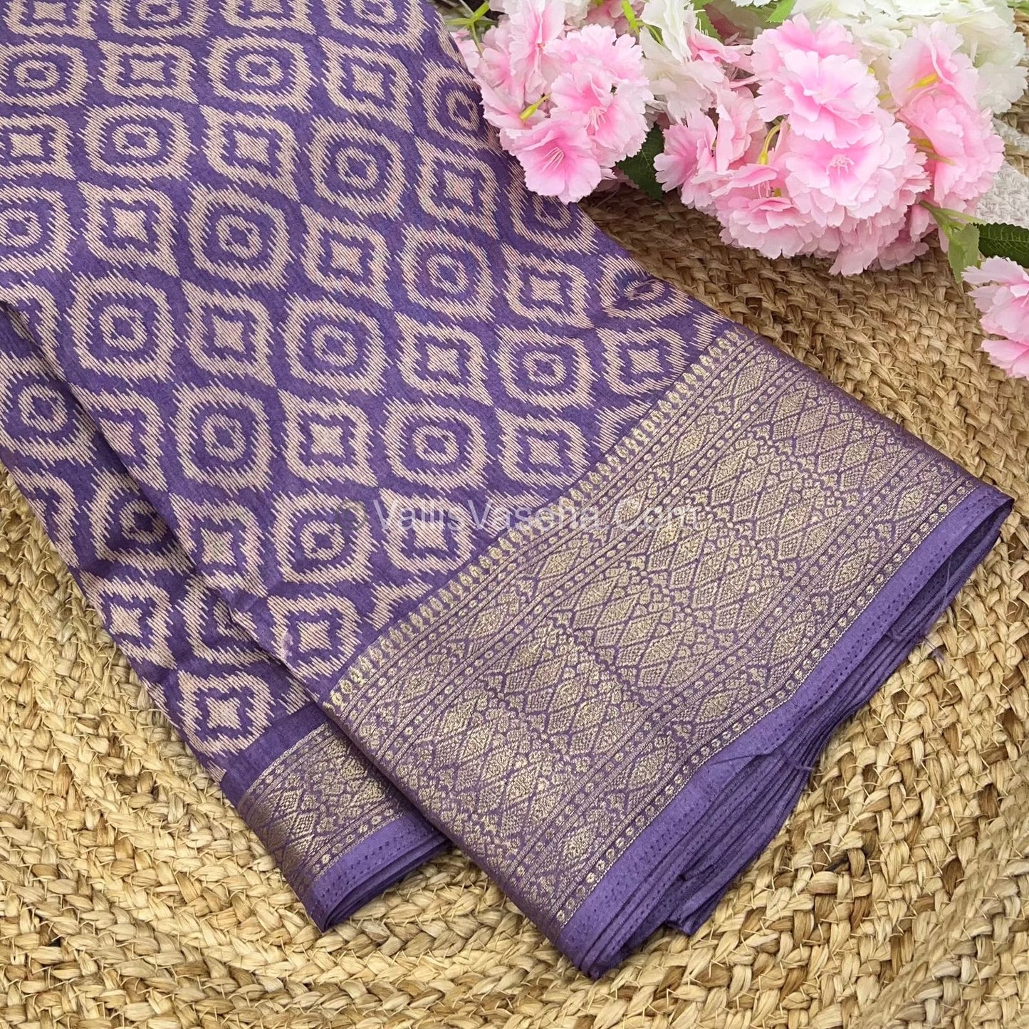 Semi Binny Silk - Ikkat Design - VVSBS004 - lavender shade