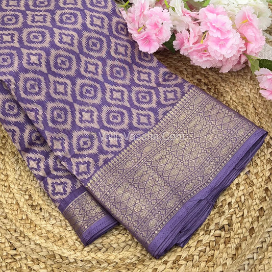Semi Binny Silk - Ikkat Design - VVSBS004 - lavender shade