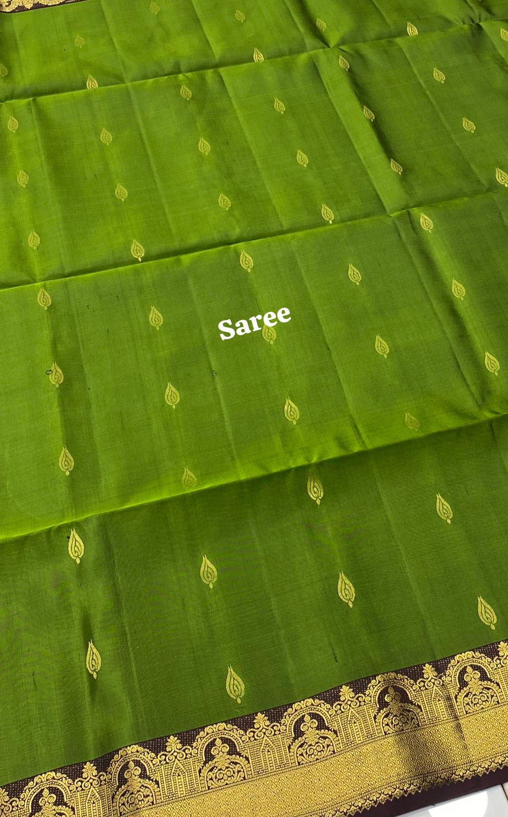 Pure Soft Silk Saree - Green with  Brown Combo - VVPSS015