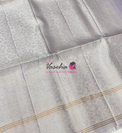 Pure Soft Silk Saree - (1.75 Warp) Kolam Design - Shade Of Lavender &  Cream Shade - VVPSS074