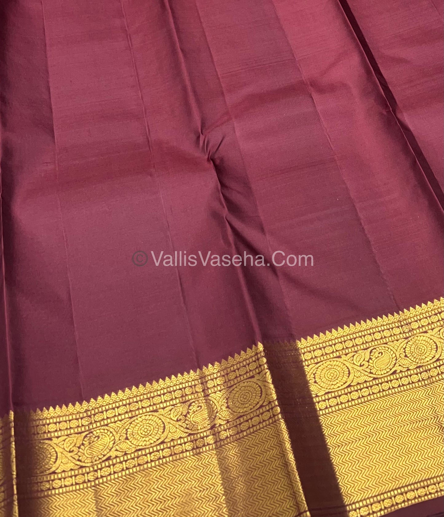 Pure Kanchipuram Silk Saree - Onion Pink With Brown Combo - VVPS010