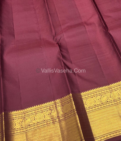 Pure Kanchipuram Silk Saree - Onion Pink With Brown Combo - VVPS010
