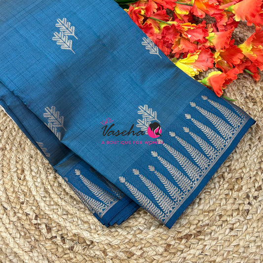 Semi Tussar Silk Saree | Ramar Blue Shade |VVSTS050