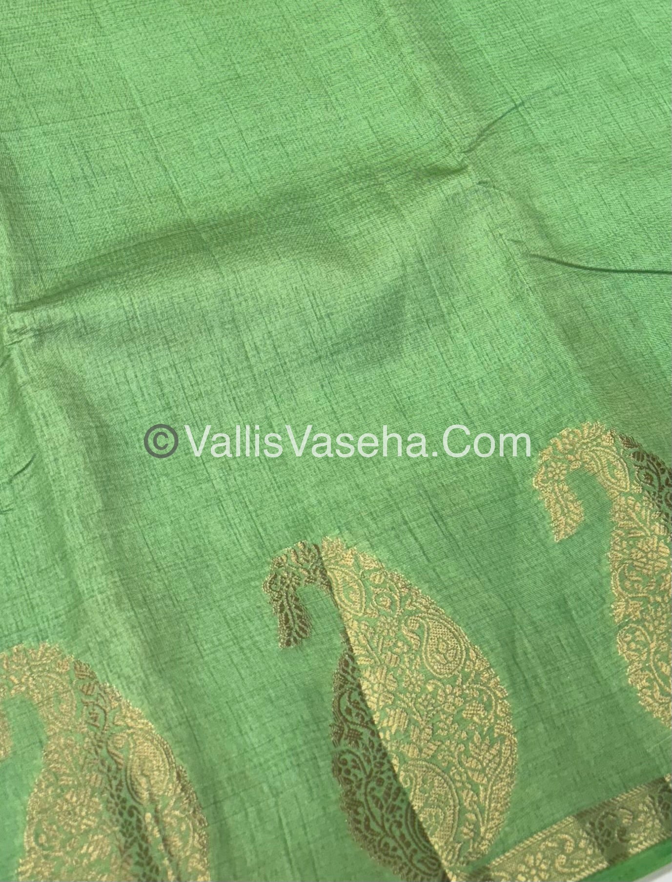 Semi Tussar Silk  - Pista Green Shade - Small Mango Butta - VVSTS002