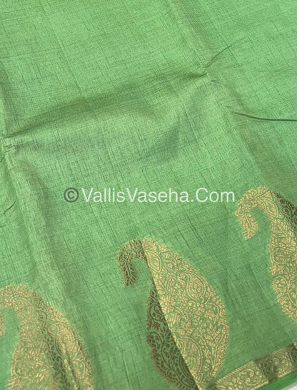 Semi Tussar Silk  - Pista Green Shade - Small Mango Butta - VVSTS002