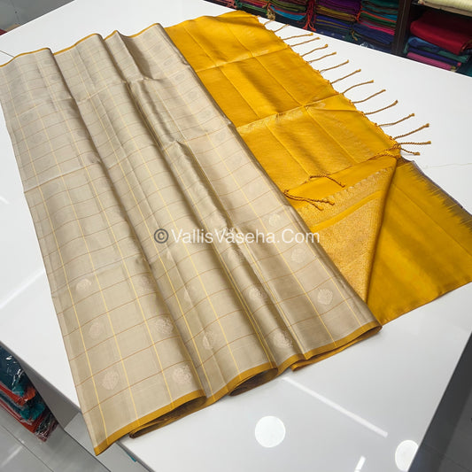 Pure Soft Silk Saree - Cream & Yellow - VVPSS047