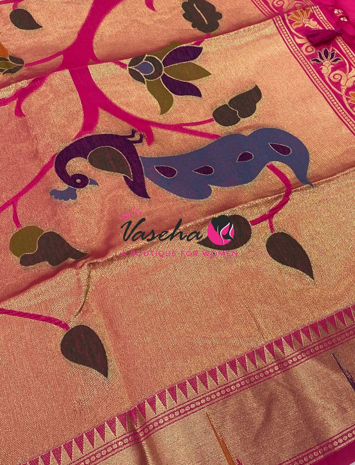 Semi Paithani Saree  - Pink  Shade - VVSPS001