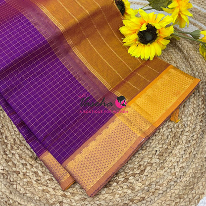 Pure Silk Cotton Saree - Zari Checks - VVCSC001