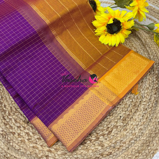 Pure Silk Cotton Saree - Zari Checks - VVCSC001
