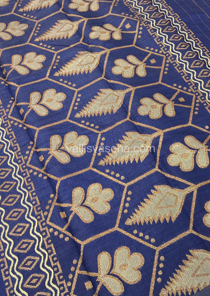 Cherry Tussar - Semi Tussar Silk - Navy Blue Shade - VVSTS009