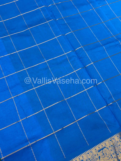 Semi Silk Cotton Saree - Green with Blue shade - VVSSC002