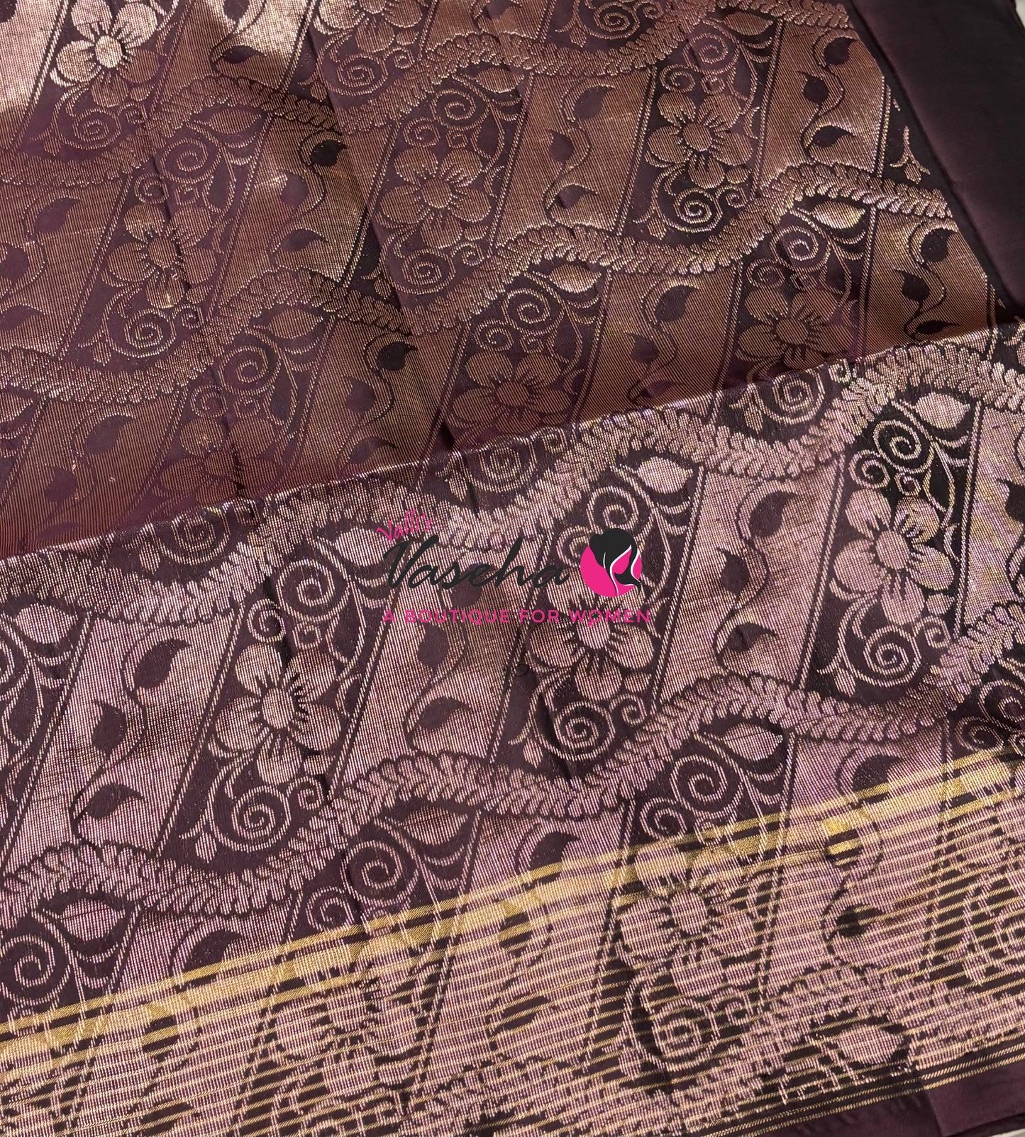 Half Mixed  Soft Silk Saree - (1.75 warp) Rust Orange & Wine Brown - VVPSS090