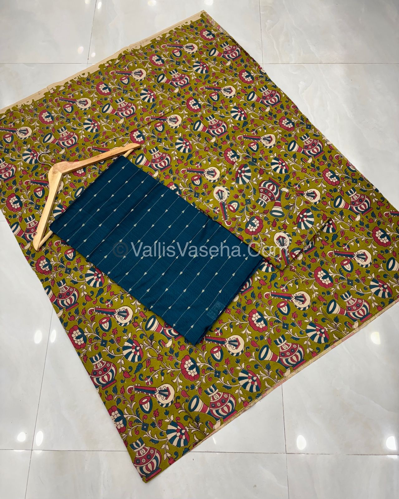 Unstitched Salwar Material -Raw Silk - Ramar Blue Shade  - VVUSM012