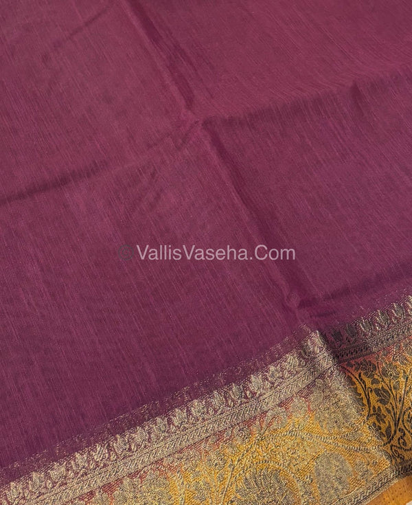 Bamboo Silk Saree - Maroon With Yellow Shade - VVBSS007
