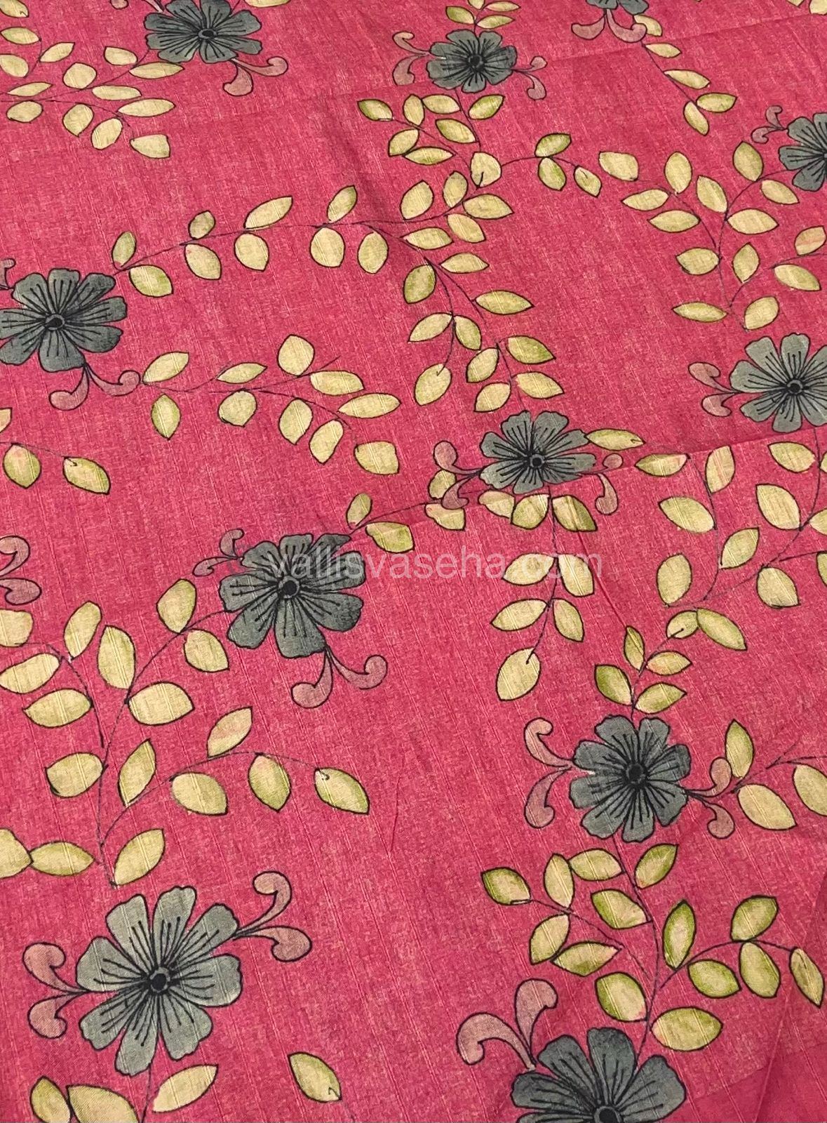 Semi Tussar Saree - Grey with Peachish Pink Combo -  VVSTS003