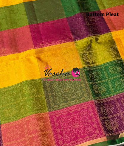 Pure Soft Silk Saree - Partly Pallu -  Half & Half Saree - VVPSS088