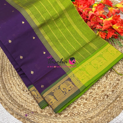 Semi Silk Cotton Saree | Small Leaf Butta Design |VVSSC010