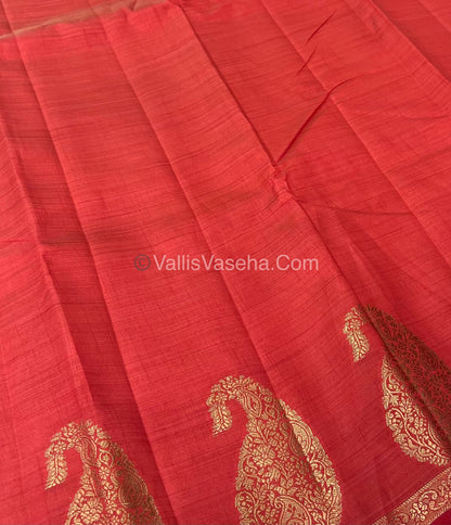 Semi Tussar Silk - Small Mango - Red Shade - VVSTS002