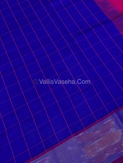 Semi Silk Cotton Saree - Ink Blue & Pink - VVSSC001