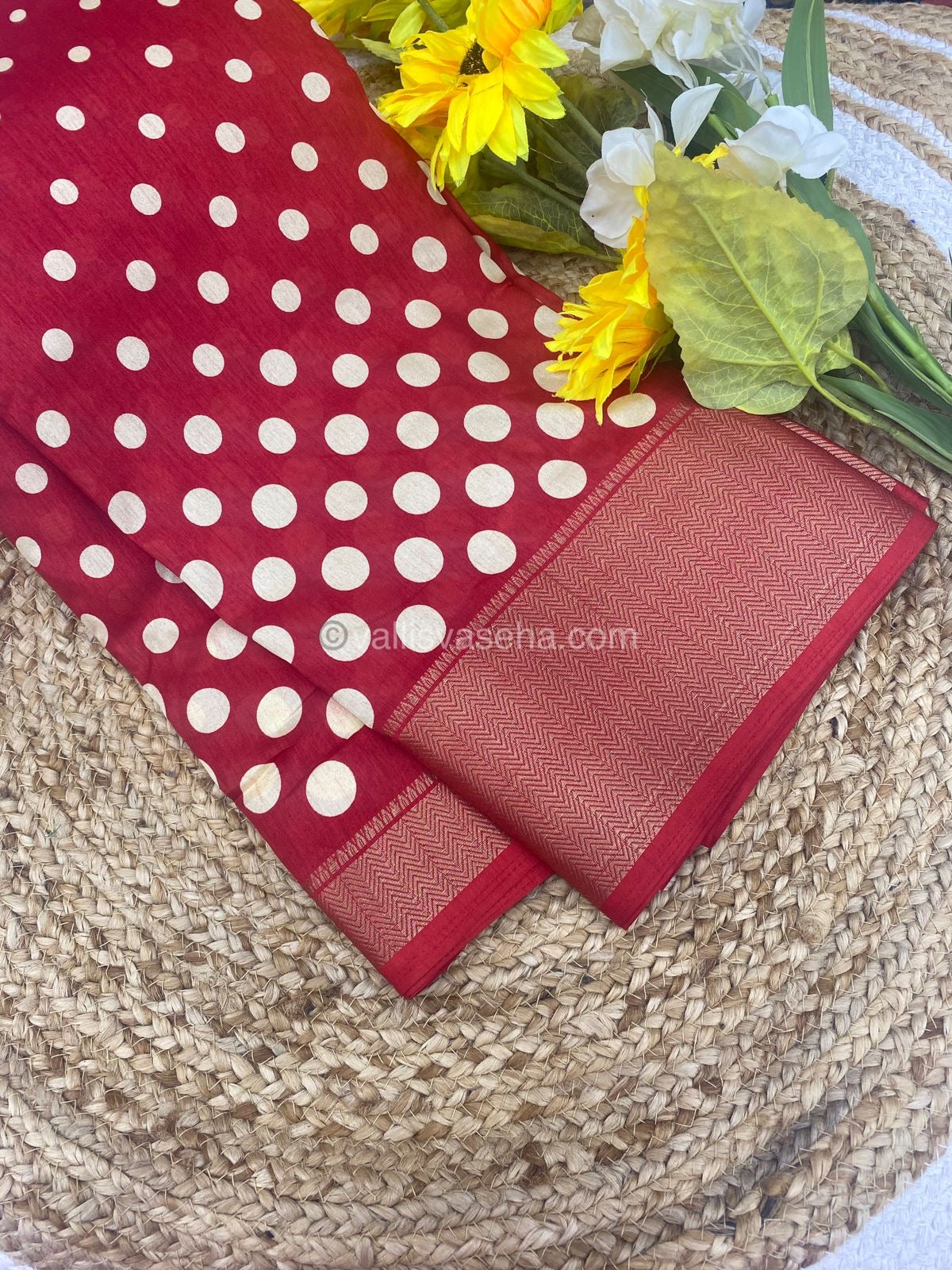 Semi Dola Silk - Polka Dots - Red  Shade - VVSDS003