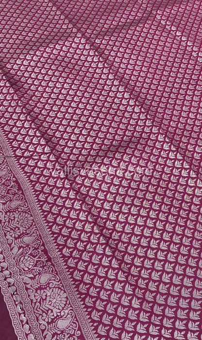 Kanchi Semi Silk - Silver Shade( Grey) with Merunish Purple - VVKSS001