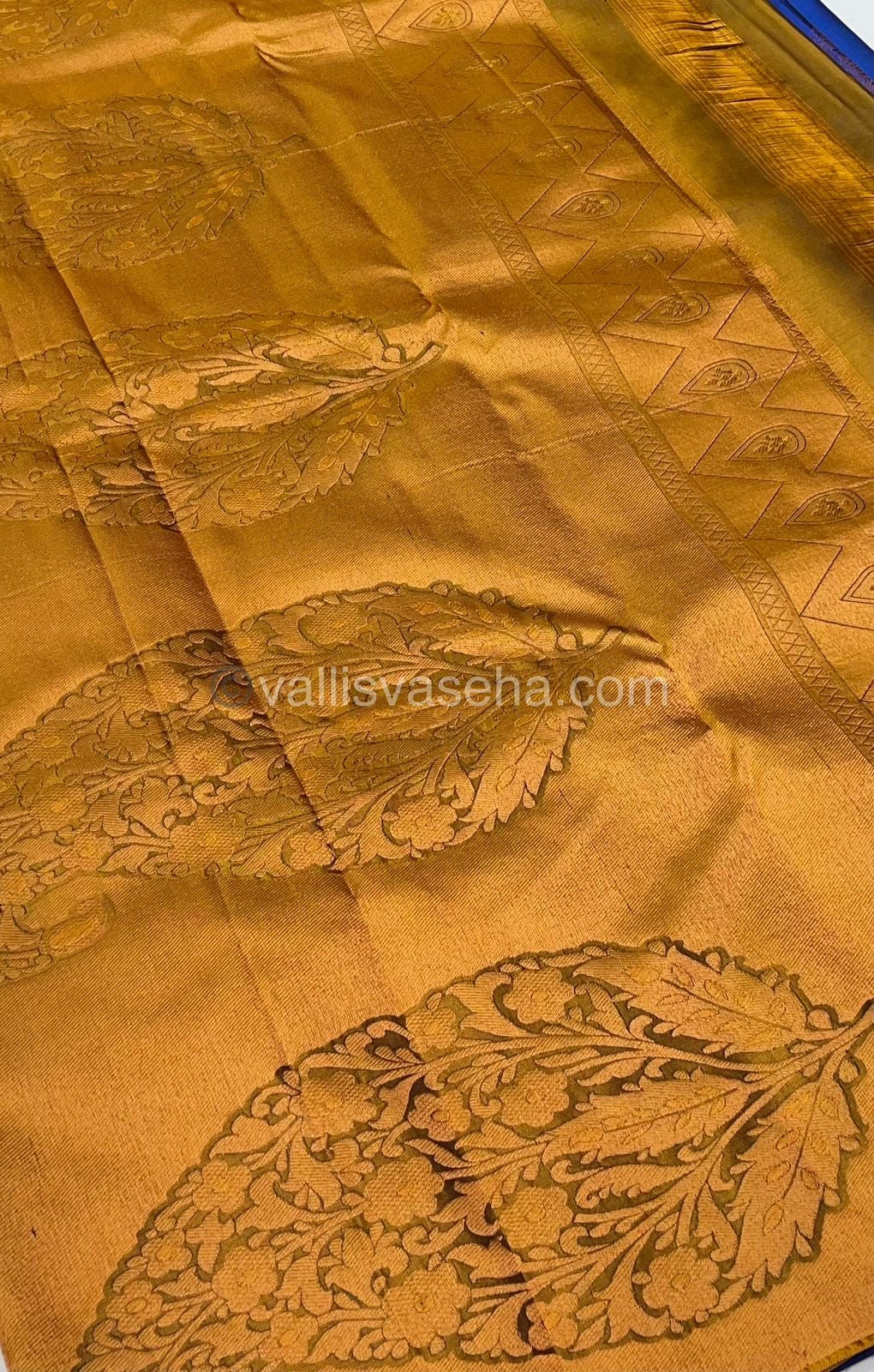 Half Mixed - Pure Soft Silk Saree - Light Weight - Blue with Mustard Yellow shade - VVPSS026