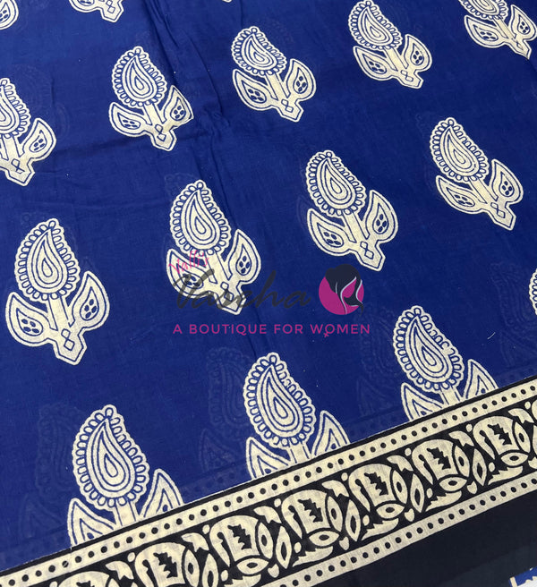 Pure Soft Mul Mul Cotton Sarees - Hand Block Prints - VVMMC010
