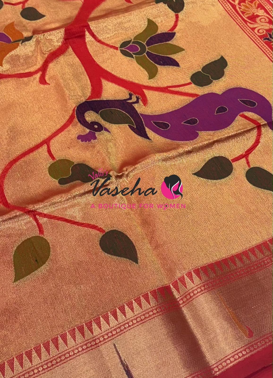 Semi Paithani Saree  - Red Shade - VVSPS001