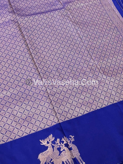 Semi Soft Silk - Deer Butta Border - Blue Shade -VVSSS017
