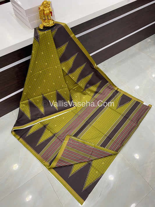 Semi Chanderi Saree - Green & Black Combo - VVSCS003