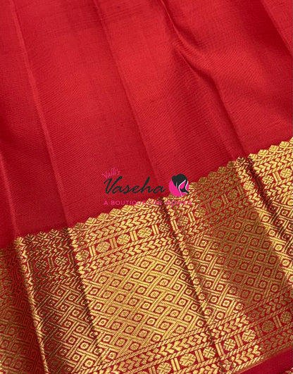 Pure Bridal Korvai Kanchipuram Silk Saree - Light Pastel Blue & Orange Combo - VVPS052