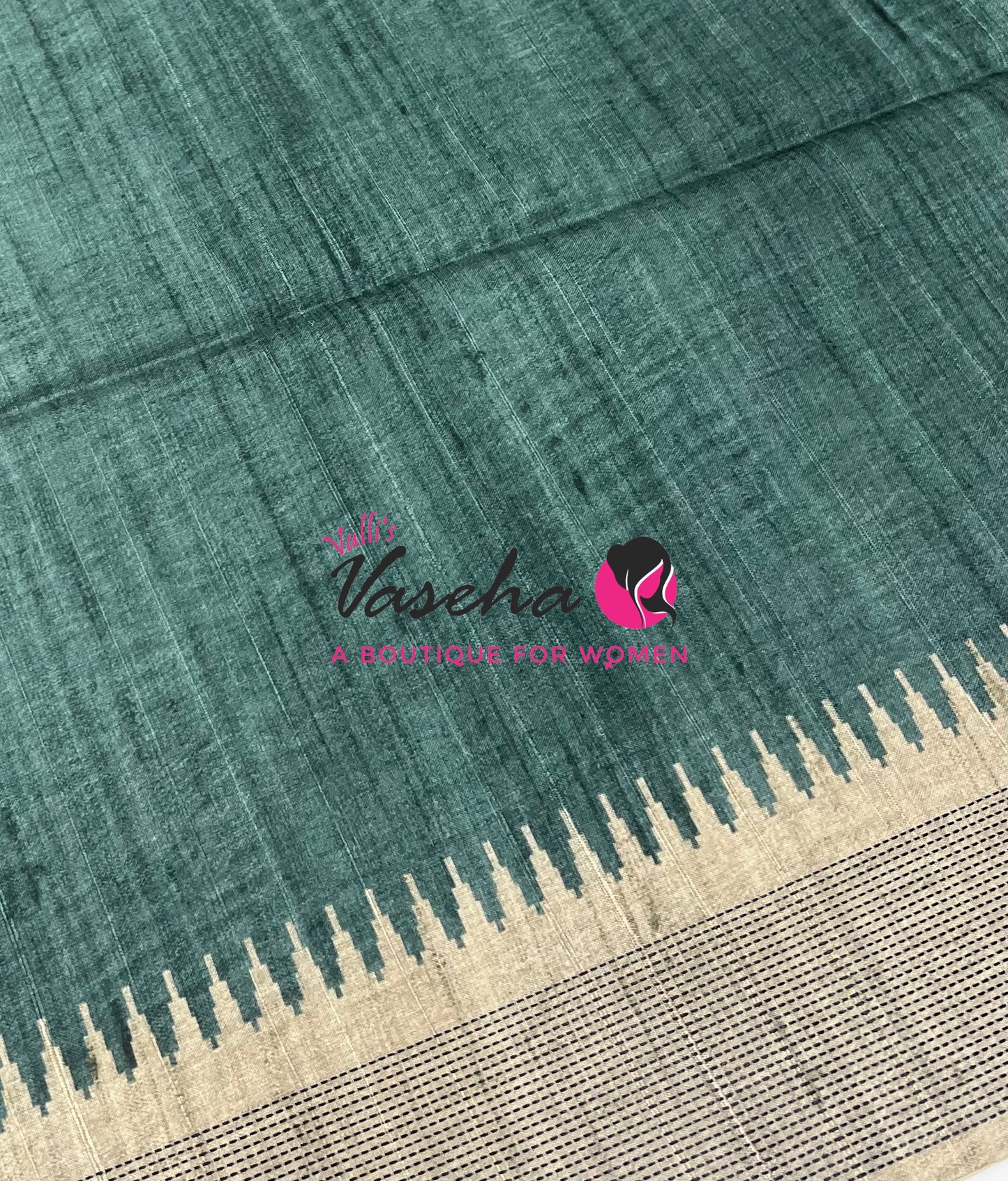 Semi Matka Tussar  Saree - Grey & Green Shade - VVSMT002