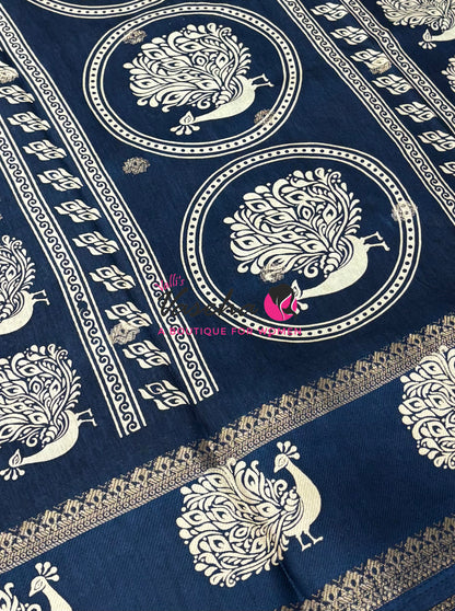 Casual Wear Saree - Semi Binny / Semi Dola Silk - Ramar Blue Shade - VVSDS007