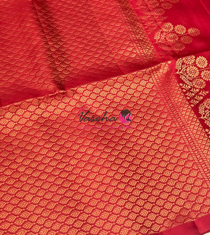 Pure Soft Silk Saree - Border Less - Red Shade - VVPSS078